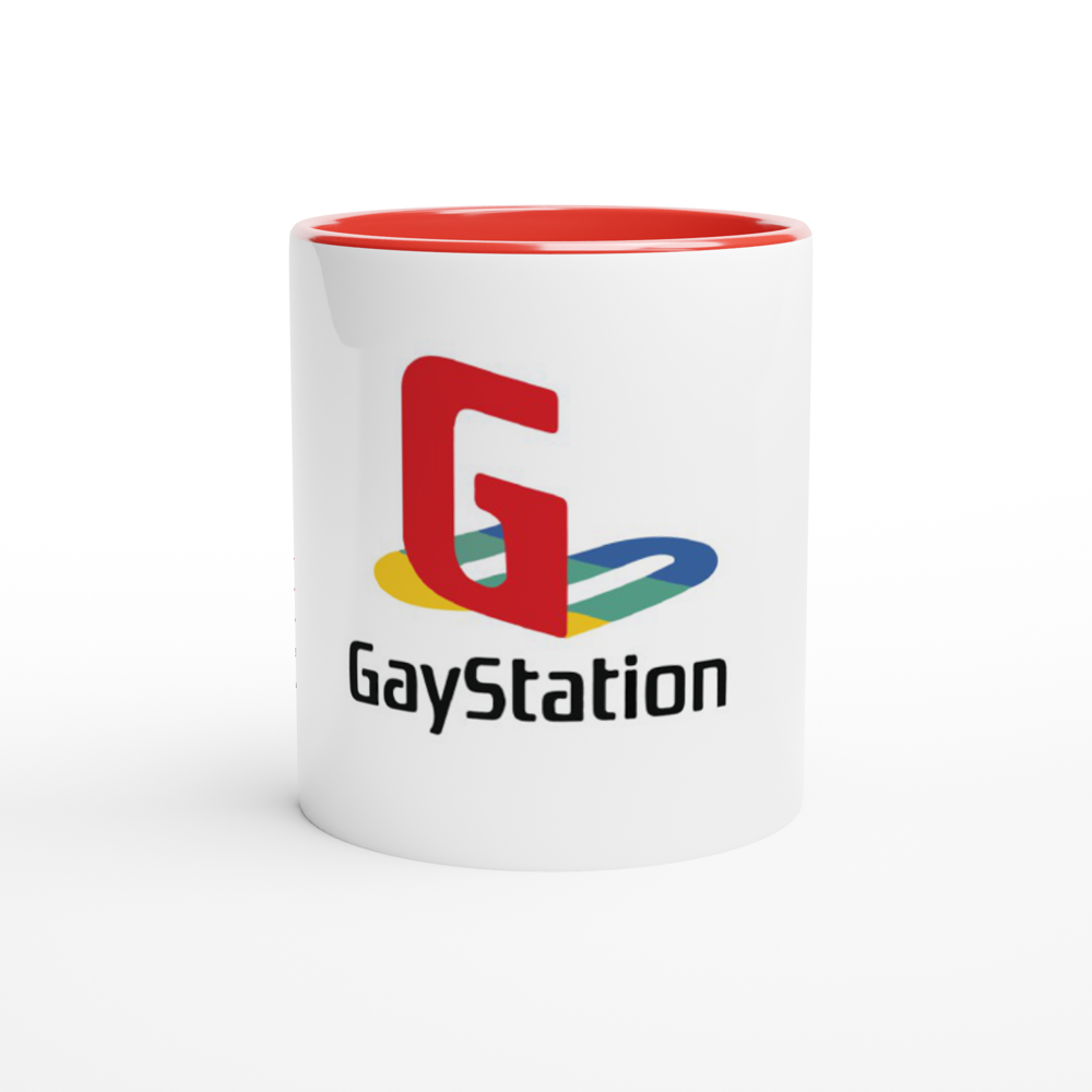 GayStation -- White 11oz Ceramic Mug with Color Inside